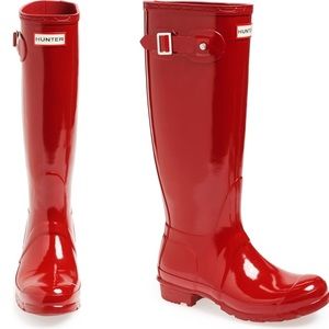 HUNTER | Glossy Red Rain Boots